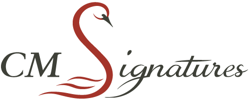 Logo de CM Signatures représentant un cygne